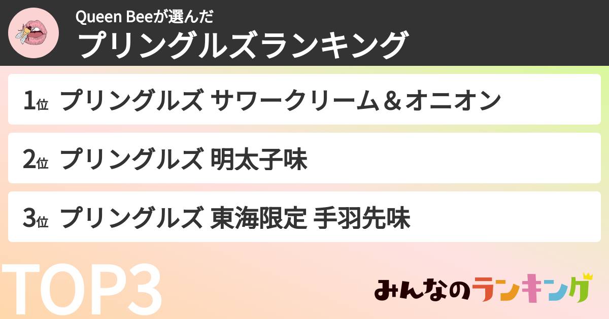 Queen Beeさんの「プリングルズランキング」