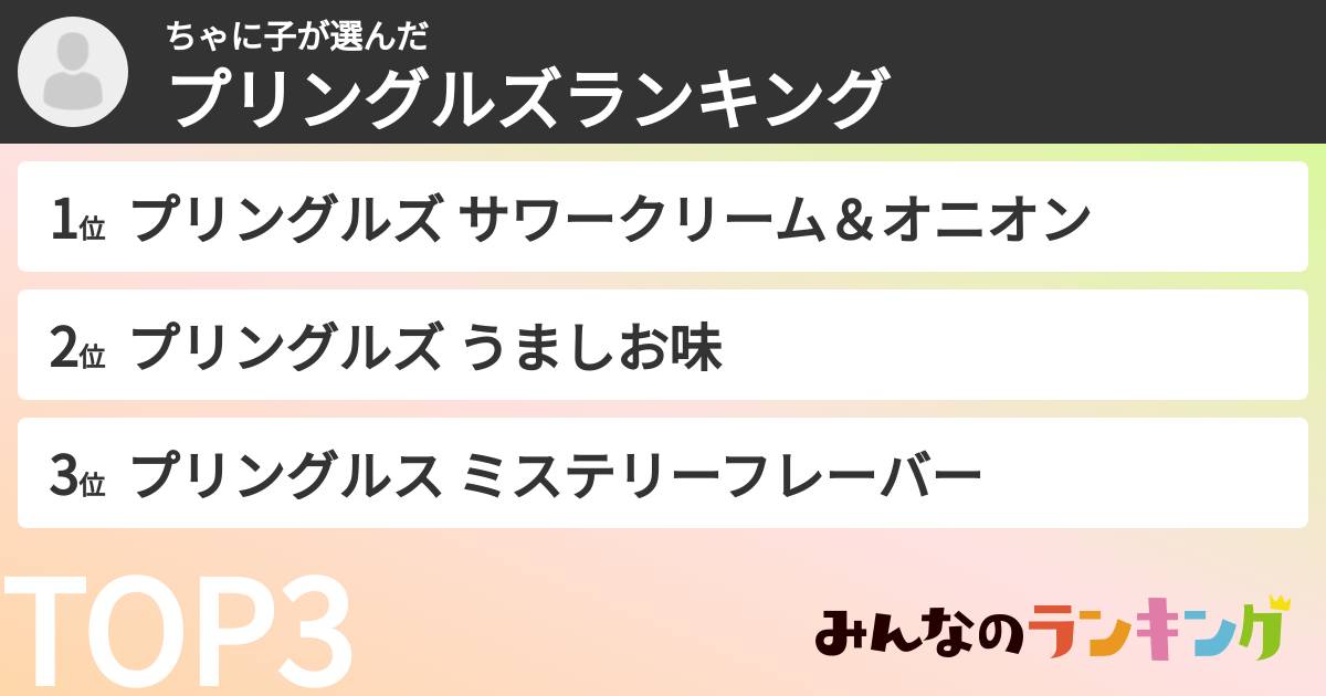 ちゃに子さんの「プリングルズランキング」