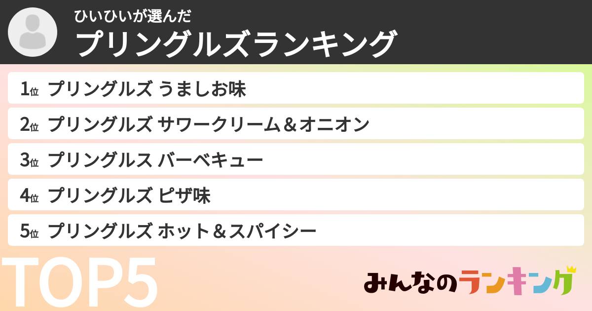 ひいひいさんの「プリングルズランキング」