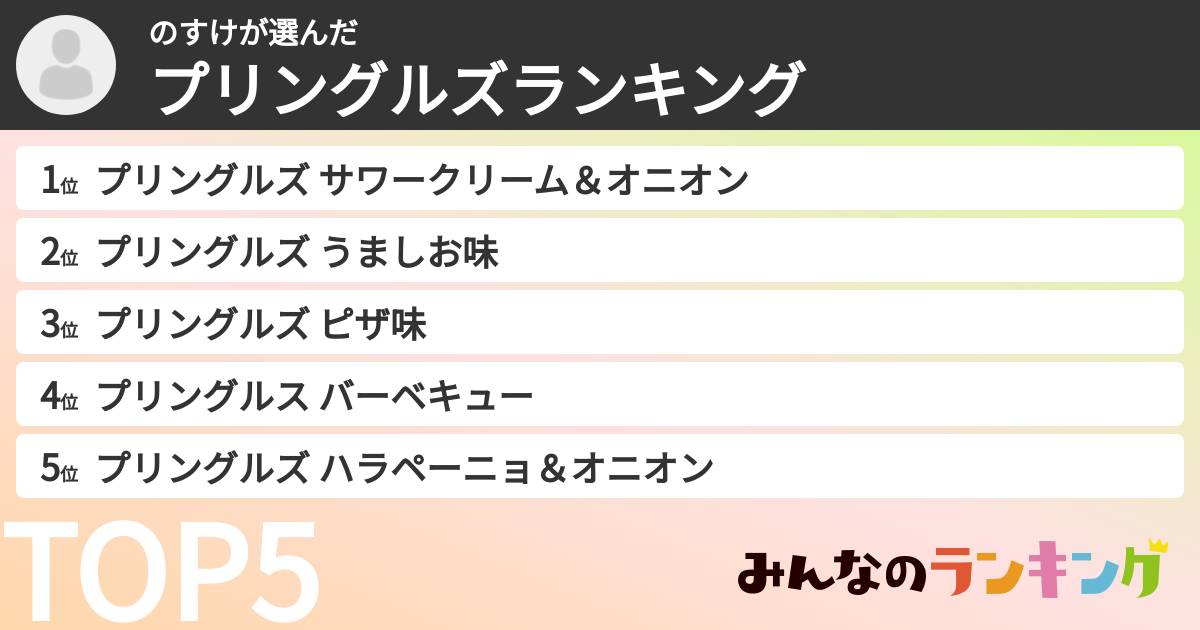のすけさんの「プリングルズランキング」