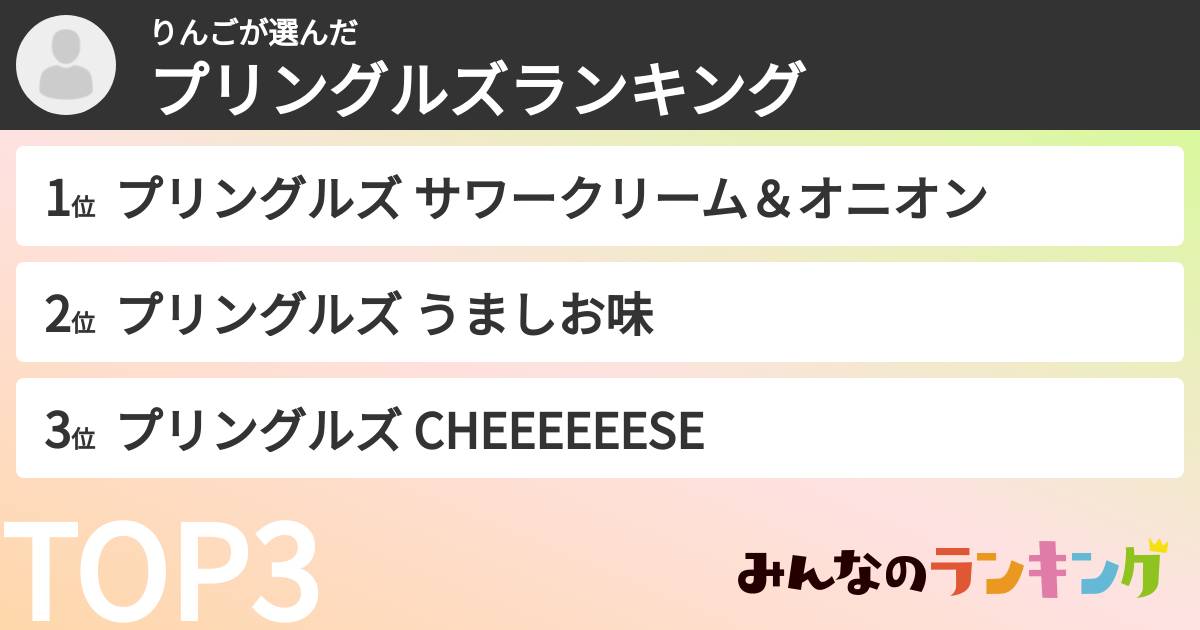 りんごさんの「プリングルズランキング」