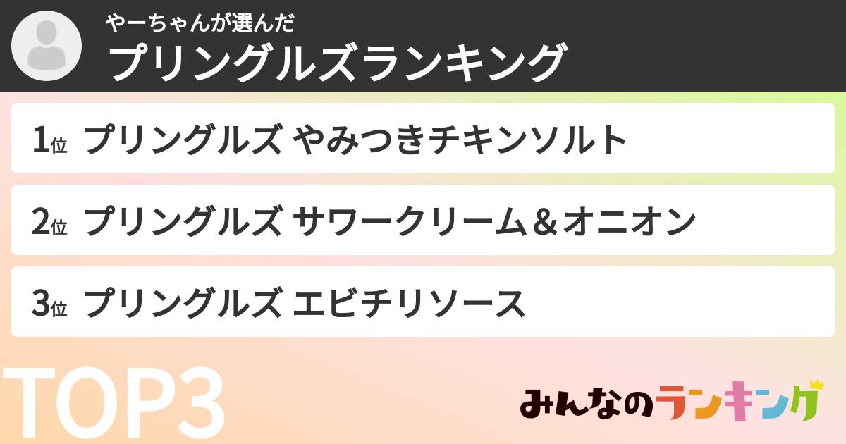 やーちゃんさんの「プリングルズランキング」
