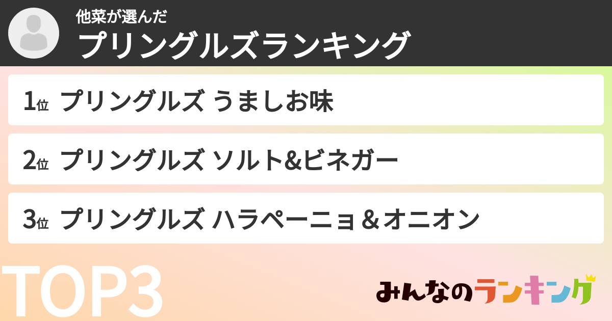 他菜さんの「プリングルズランキング」