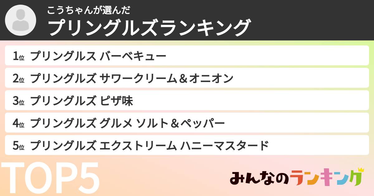 こうちゃんさんの「プリングルズランキング」