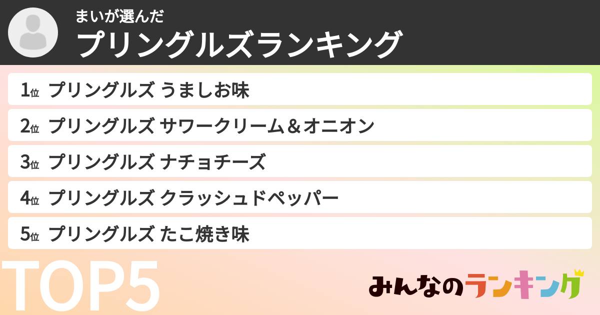 まいさんの「プリングルズランキング」