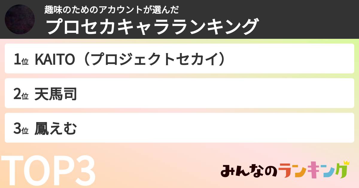 趣味のためのアカウントさんの「プロセカキャラランキング」