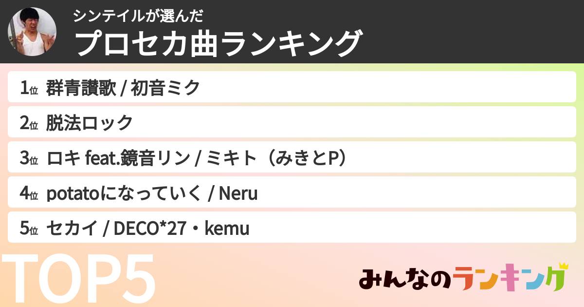 シンテイルさんの「プロセカ曲ランキング」