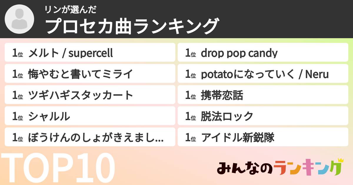 リンさんの「プロセカ曲ランキング」