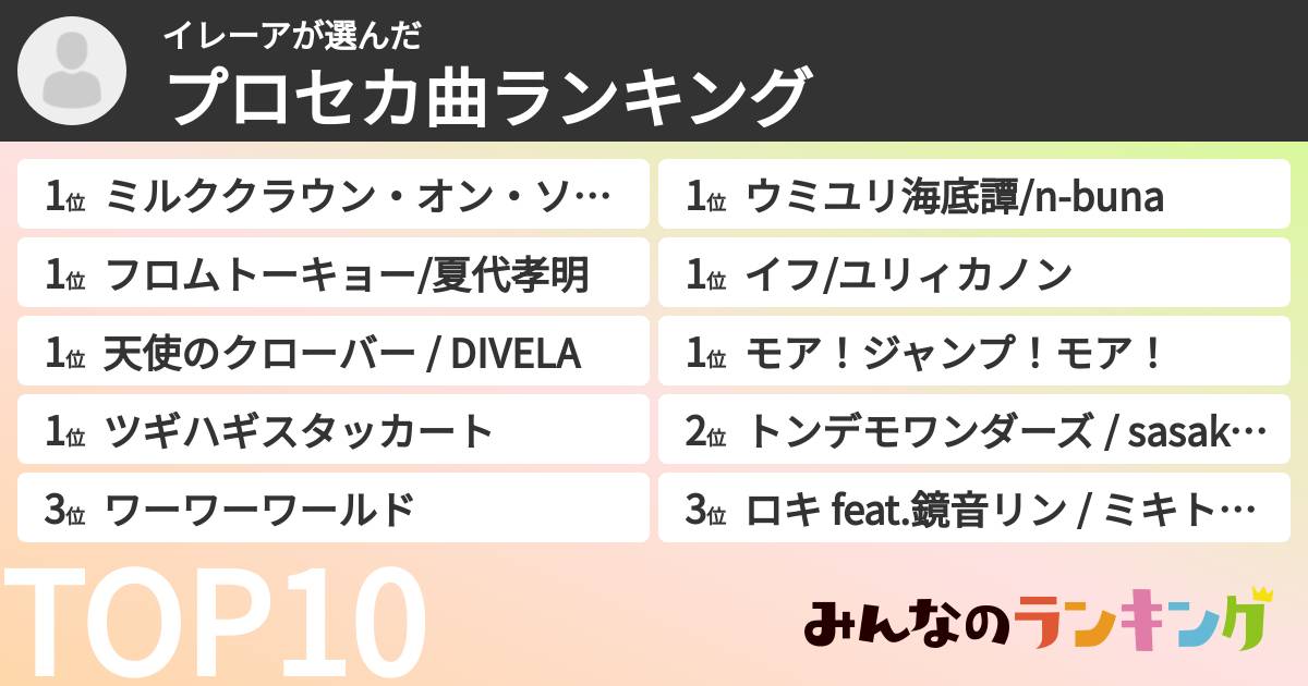 イレーアさんの「プロセカ曲ランキング」
