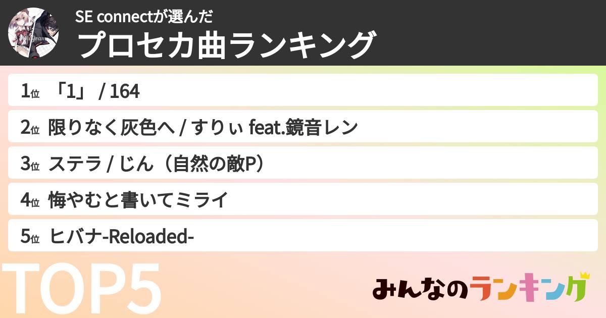 SE connectさんの「プロセカ曲ランキング」