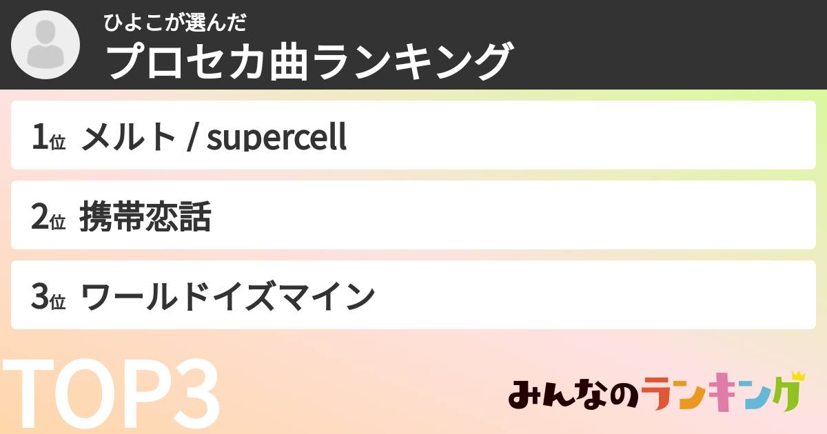 ひよこさんの「プロセカ曲ランキング」