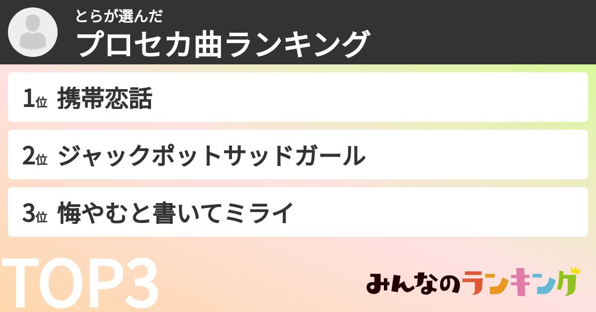 とらさんの「プロセカ曲ランキング」