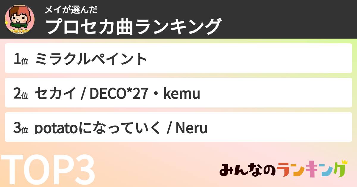 メイさんの「プロセカ曲ランキング」