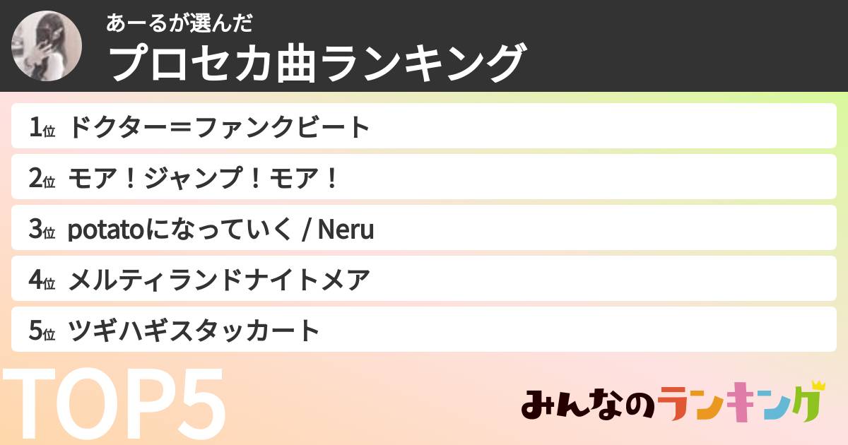 あーるさんの「プロセカ曲ランキング」