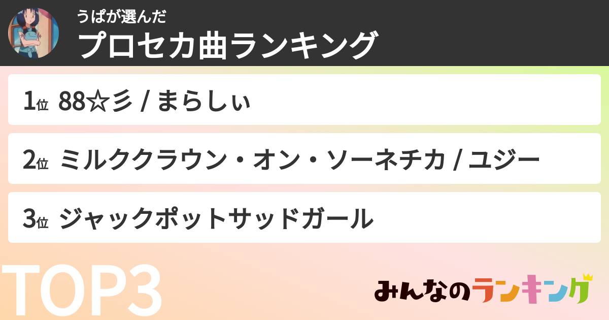 うぱさんの「プロセカ曲ランキング」
