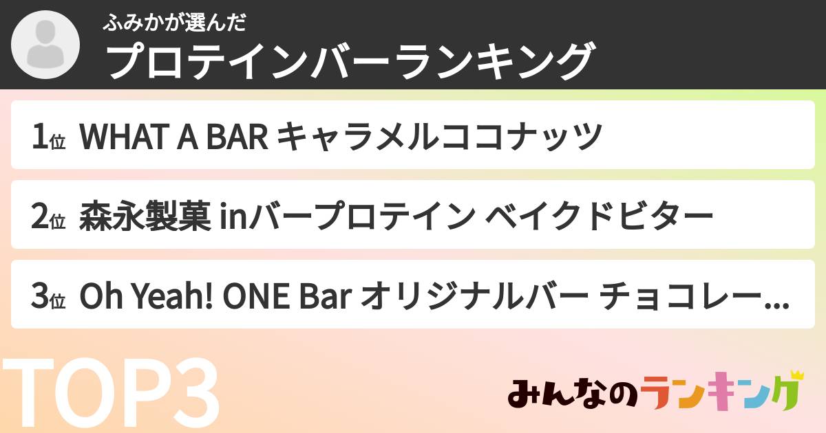 ふみかさんの「プロテインバーランキング」