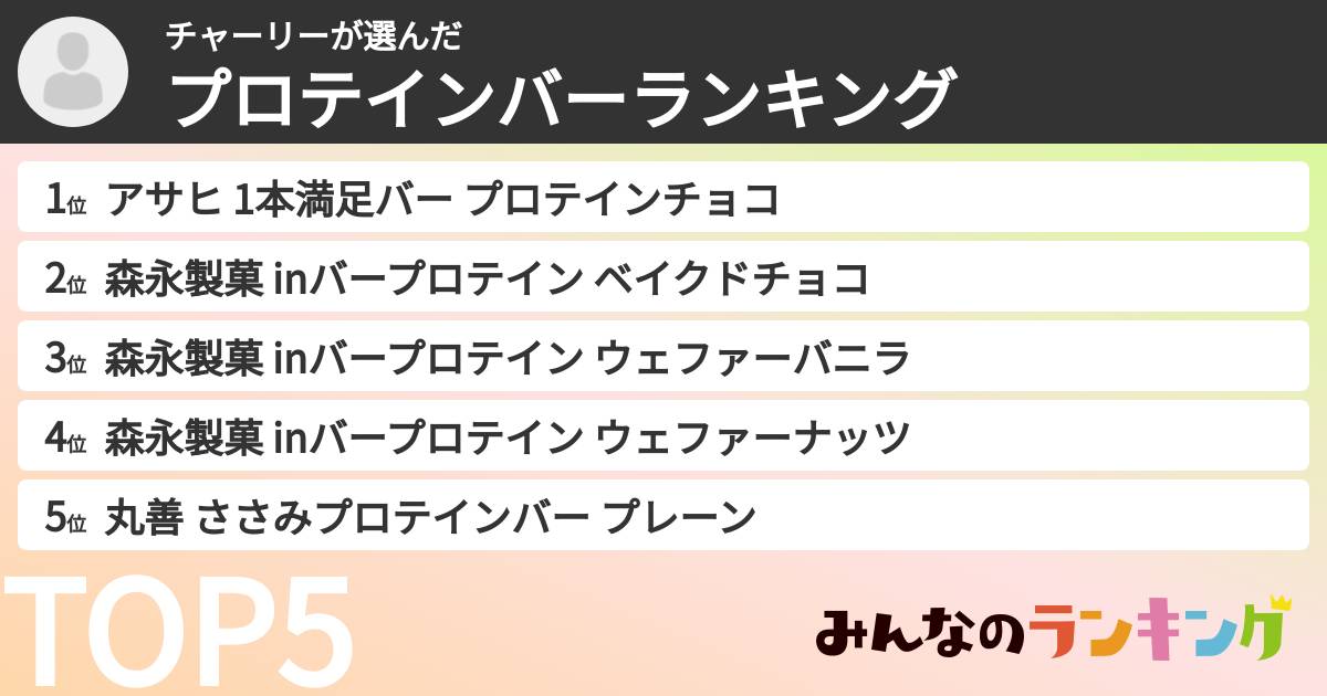 チャーリーさんの「プロテインバーランキング」