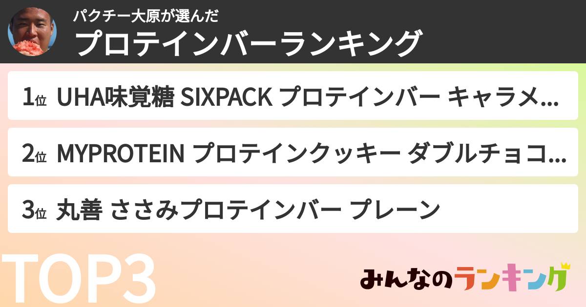 パクチー大原さんの「プロテインバーランキング」