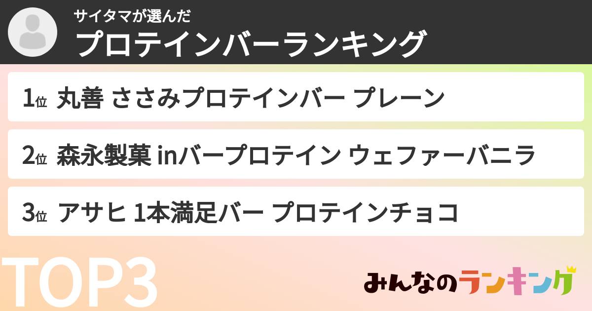 サイタマさんの「プロテインバーランキング」