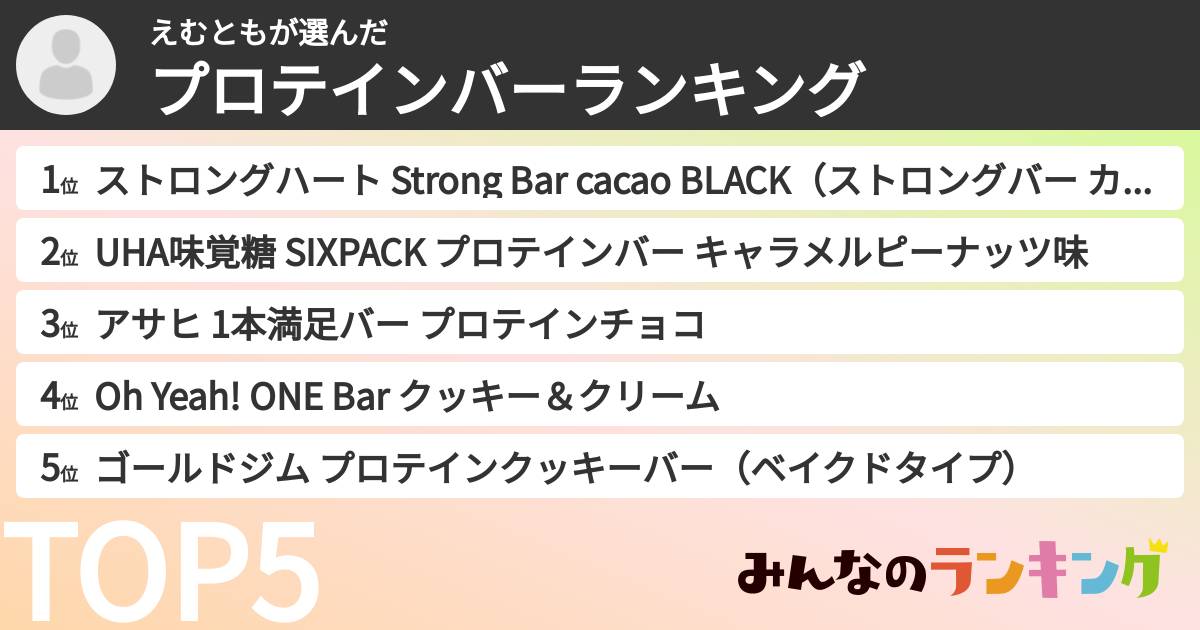 えむともさんの「プロテインバーランキング」