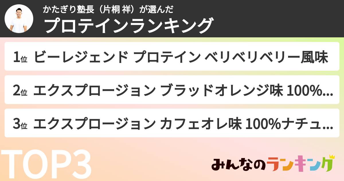 かたぎり塾長(片桐 祥)さんの「プロテインランキング」