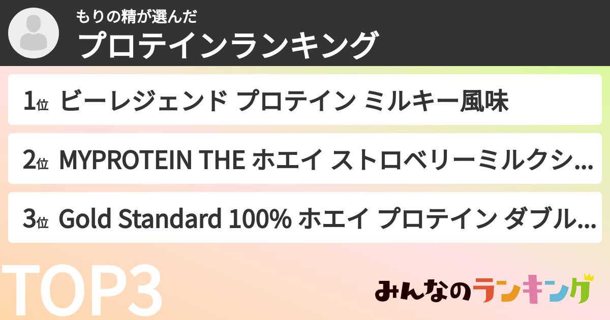 もりの精さんの「プロテインランキング」