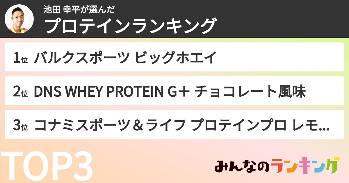 池田 幸平さんの「プロテインランキング」