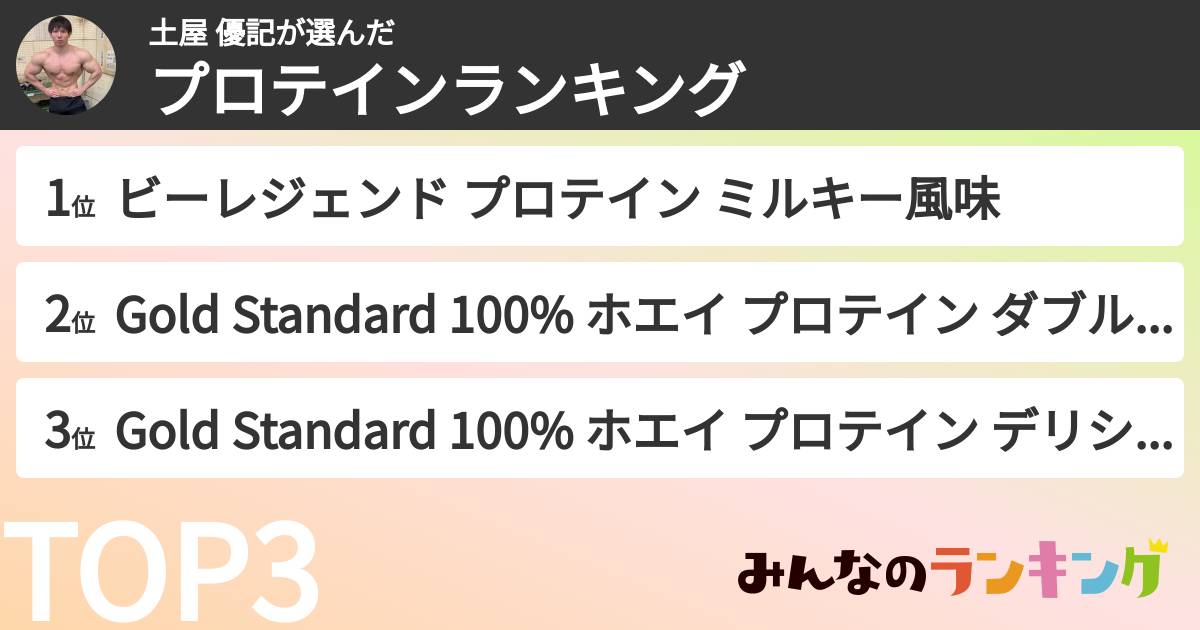 土屋 優記さんの「プロテインランキング」