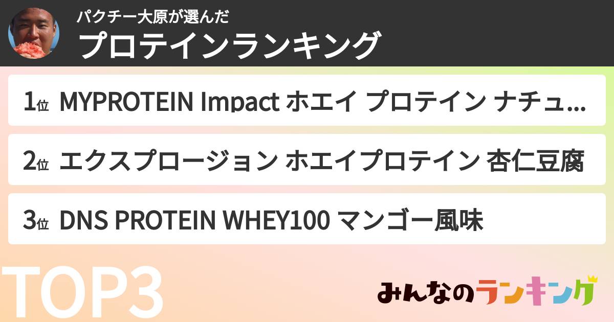 パクチー大原さんの「プロテインランキング」