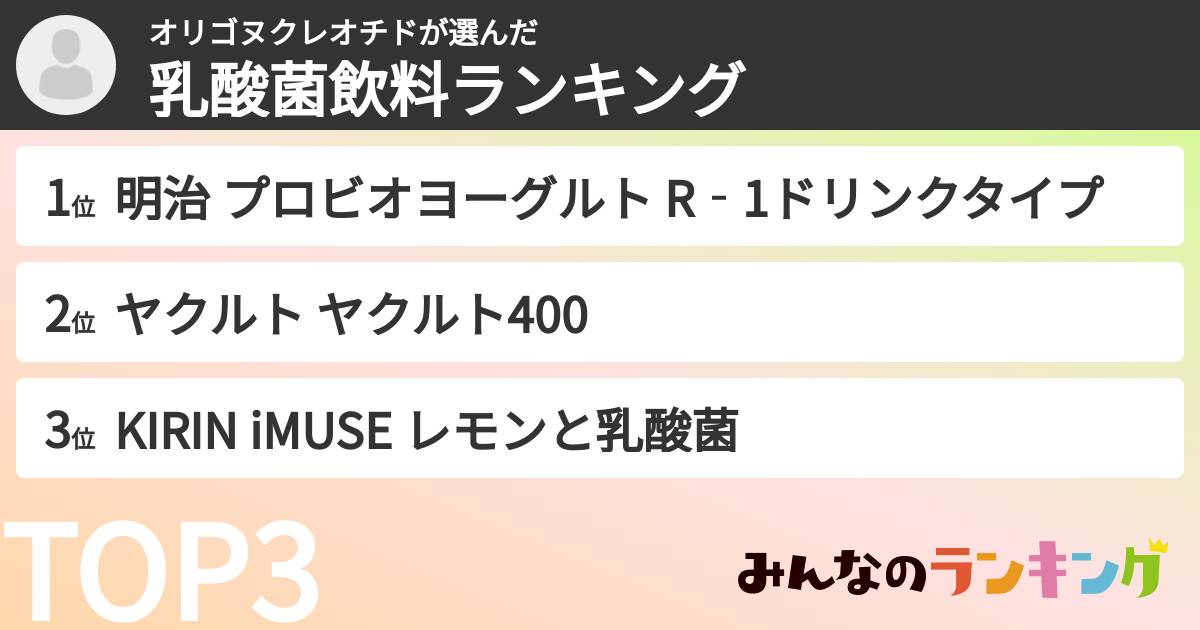 オリゴヌクレオチドさんの「乳酸菌飲料ランキング」