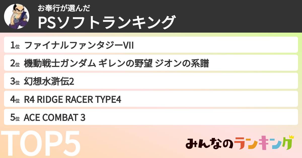 お奉行さんの「PSソフトランキング」