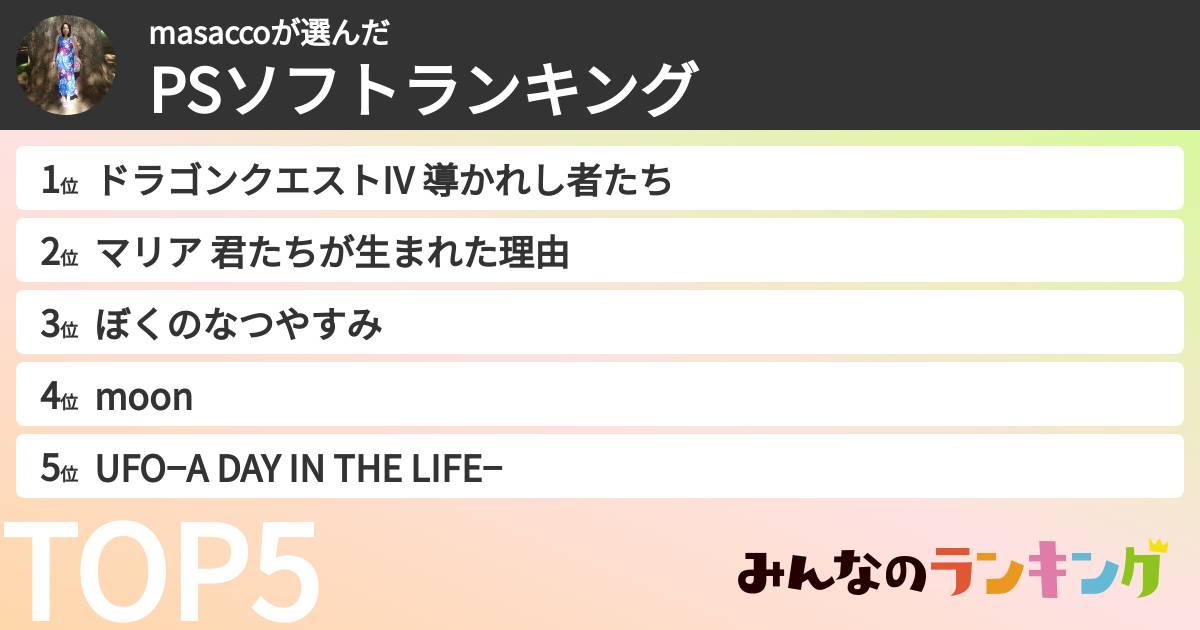 masaccoさんの「PSソフトランキング」
