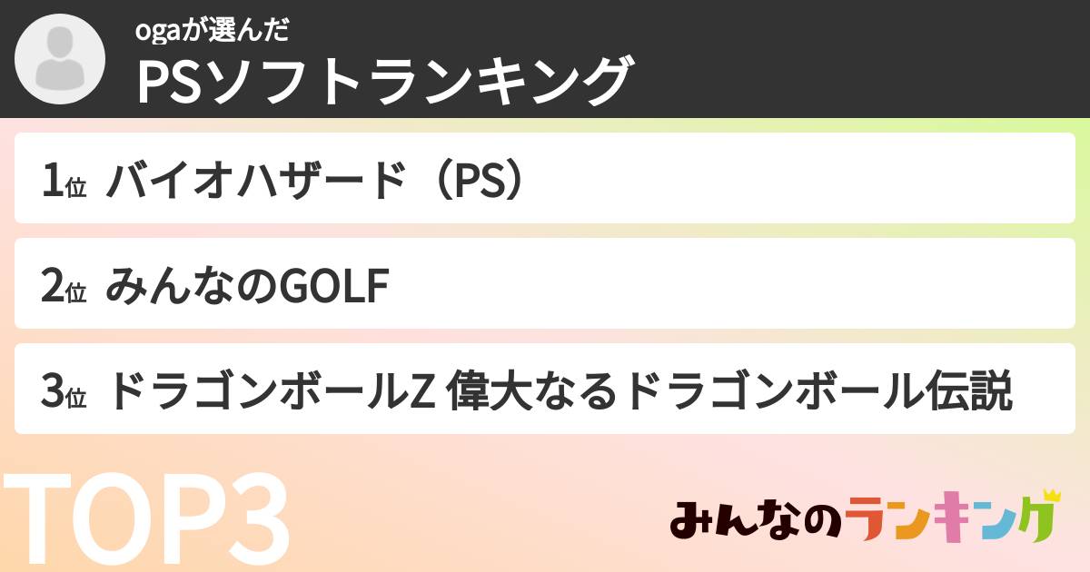 ogaさんの「PSソフトランキング」
