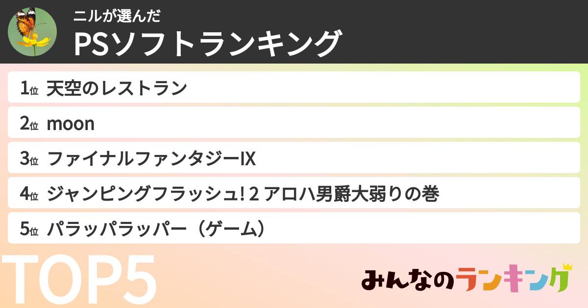 ニルさんの「PSソフトランキング」