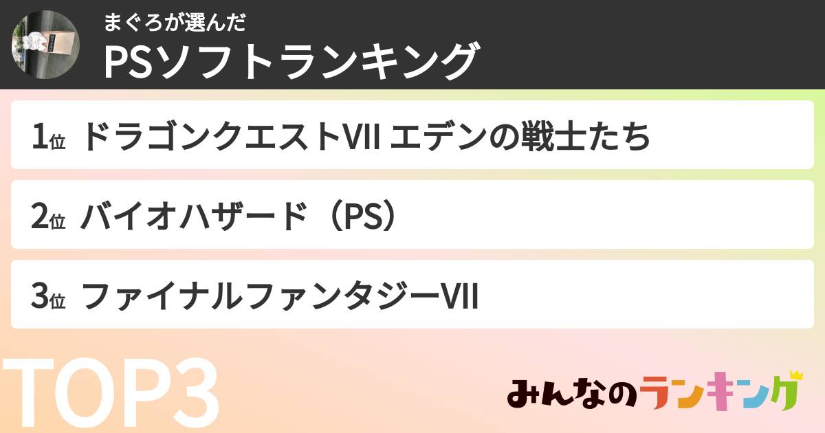 まぐろさんの「PSソフトランキング」