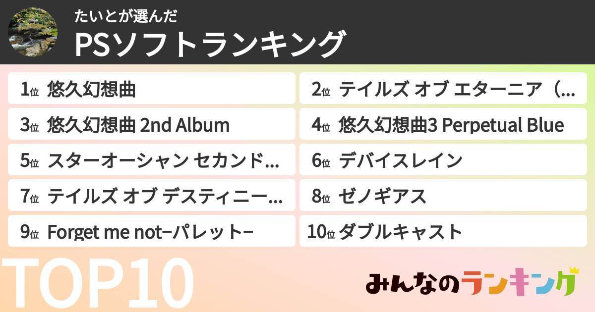 たいとさんの「PSソフトランキング」