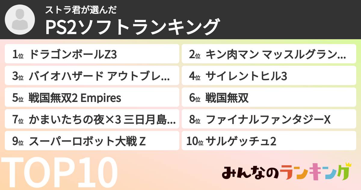 ストラ君さんの「PS2ソフトランキング」