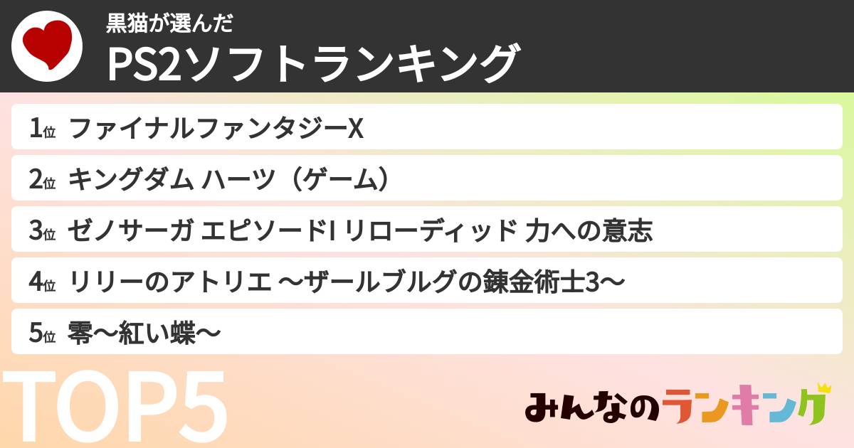 黒猫さんの「PS2ソフトランキング」