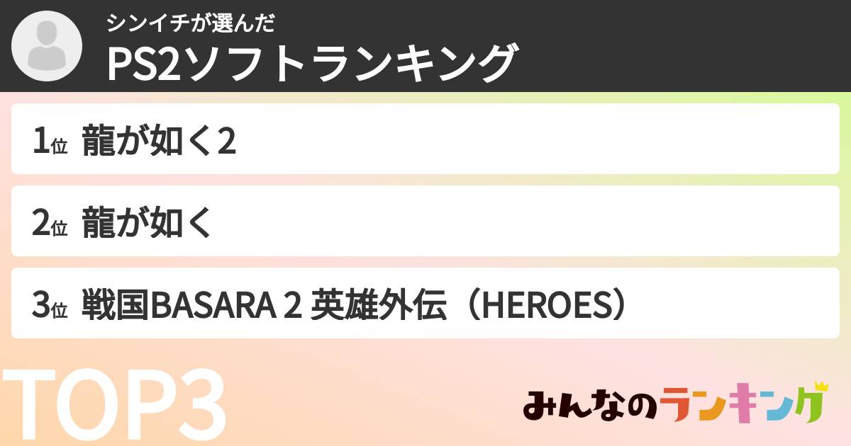 シンイチさんの「PS2ソフトランキング」
