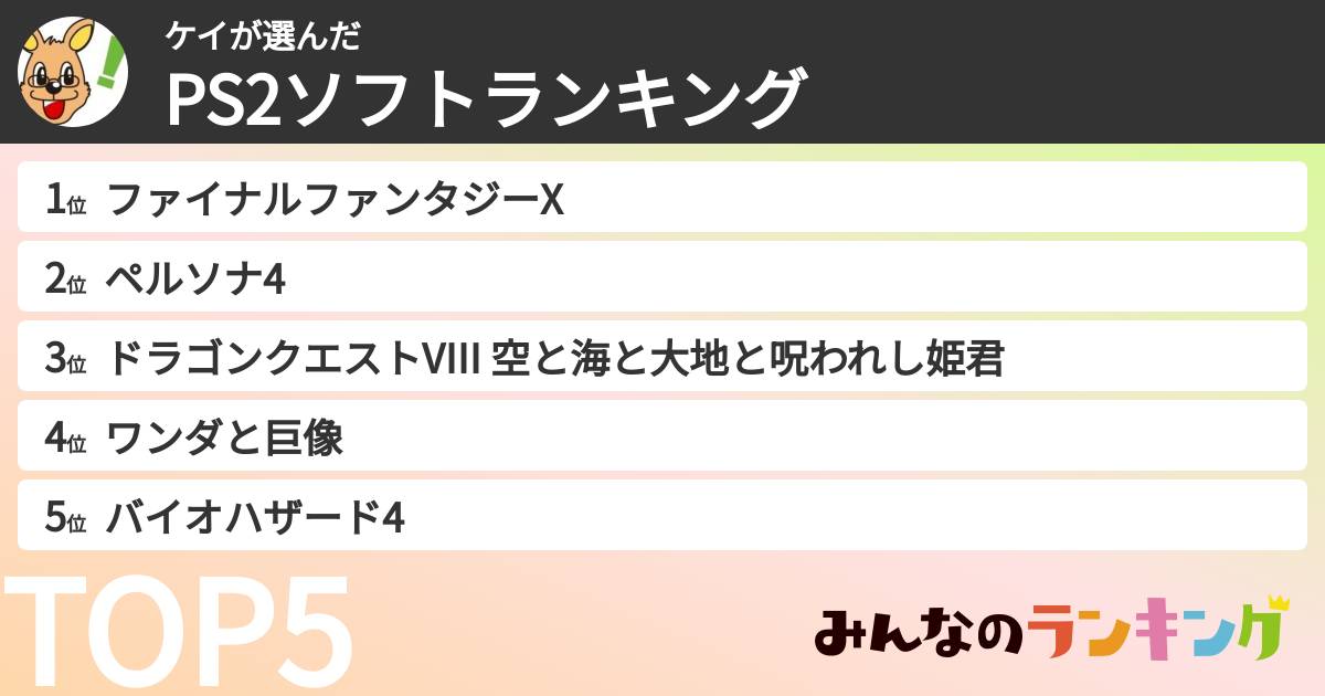 ケイさんの「PS2ソフトランキング」