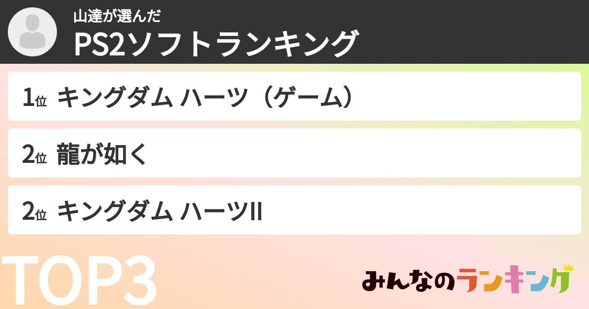 山達さんの「PS2ソフトランキング」