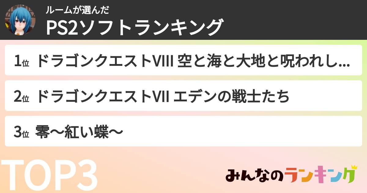ルームさんの「PS2ソフトランキング」