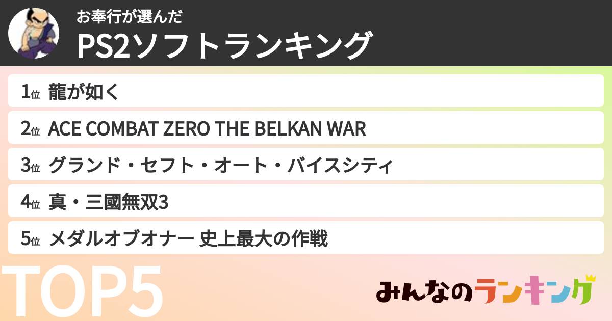 お奉行さんの「PS2ソフトランキング」