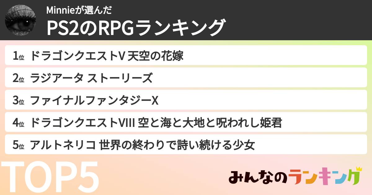 Minnieさんの「PS2のRPGランキング」