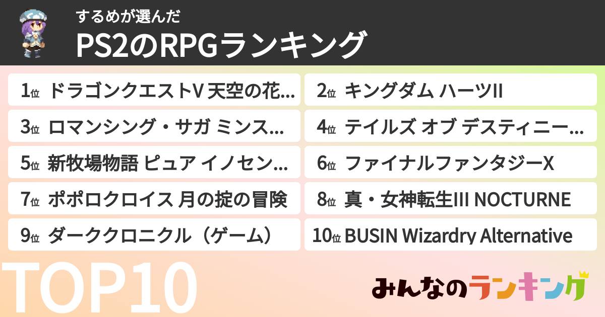 するめさんの「PS2のRPGランキング」