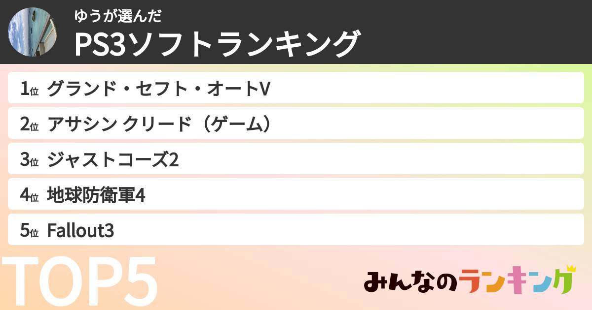ゆうさんの「PS3ソフトランキング」
