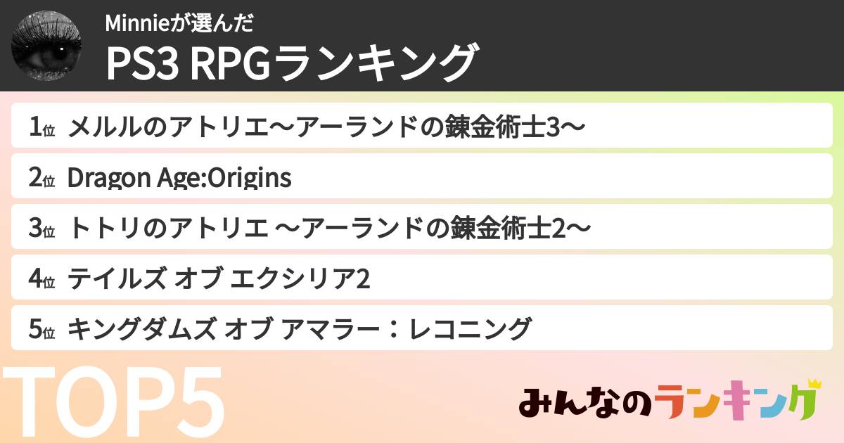 Minnieさんの「PS3 RPGランキング」