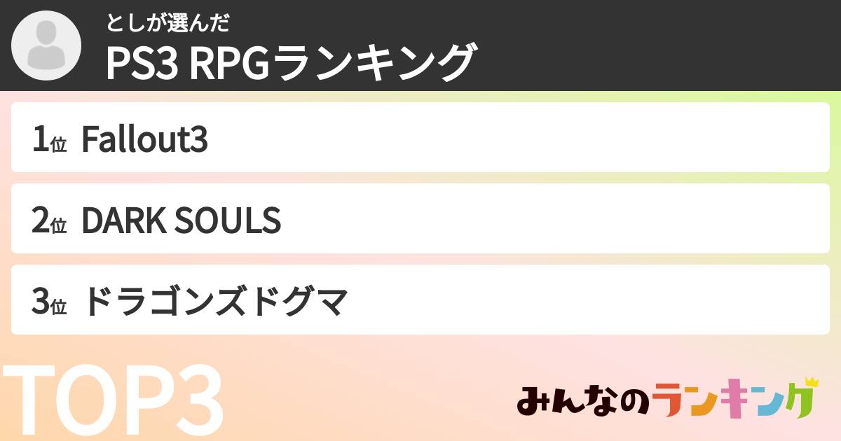 としさんの「PS3 RPGランキング」