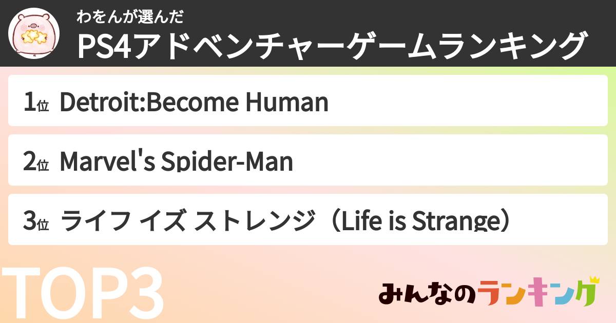 わをんさんの「PS4アドベンチャーゲームランキング」