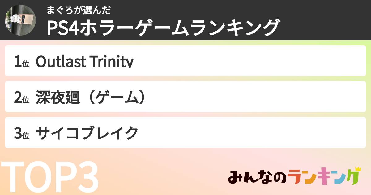 まぐろさんの「PS4ホラーゲームランキング」